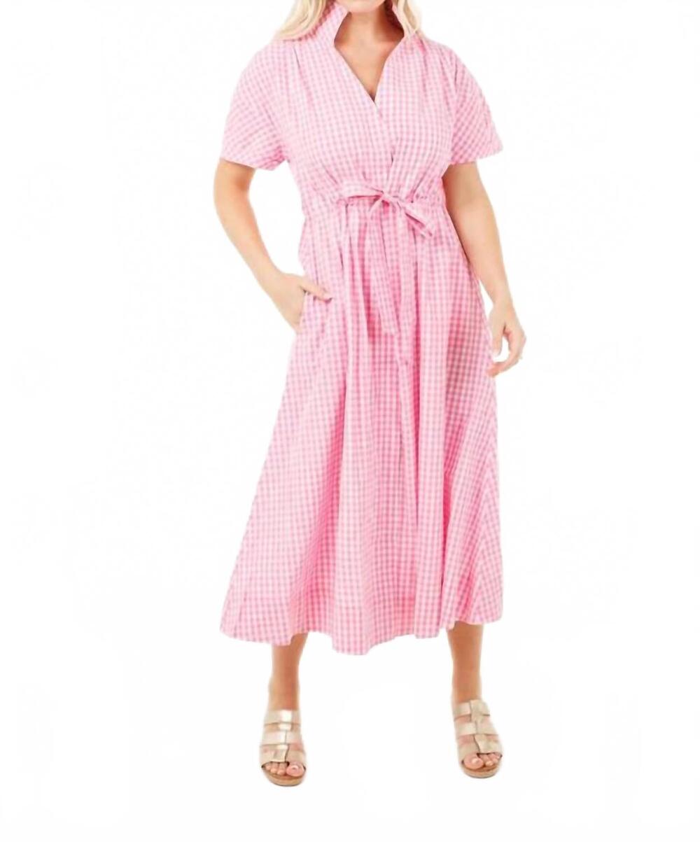 NEW HOLLY SHAE DESIGN bria dress in pink and white gingham